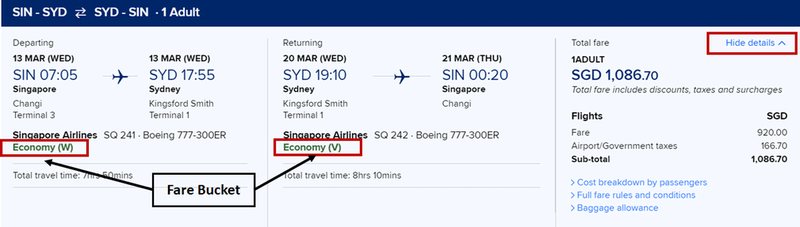 Booking tickets from Singapore to Sydney.